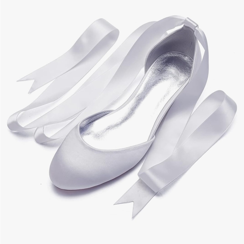 Comfort white satin ballet flats 13 Women’s